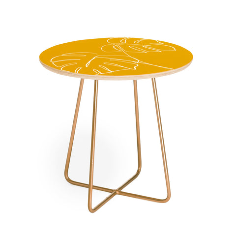 Gale Switzer Monstera minimal yellow Round Side Table
