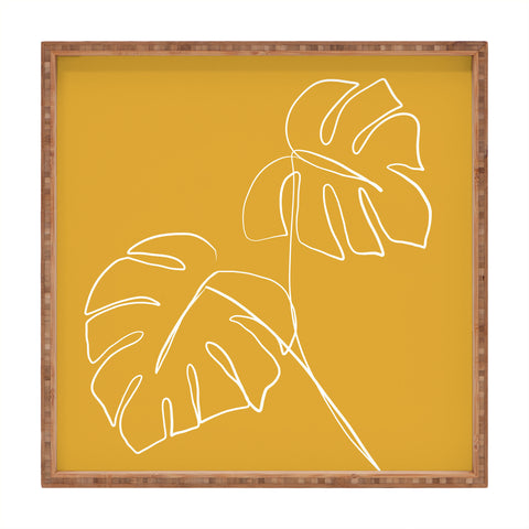 Gale Switzer Monstera minimal yellow Square Tray