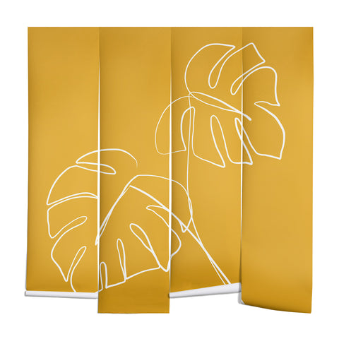 Gale Switzer Monstera minimal yellow Wall Mural