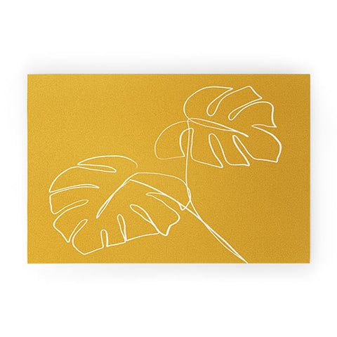 Gale Switzer Monstera minimal yellow Welcome Mat