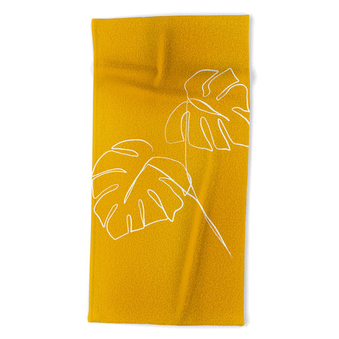 Gale Switzer Monstera minimal yellow Beach Towel