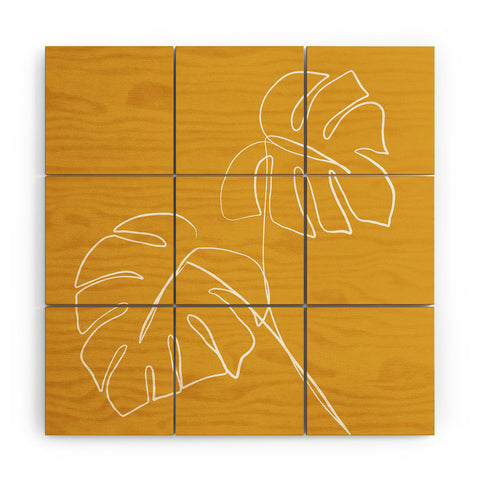 Gale Switzer Monstera minimal yellow Wood Wall Mural
