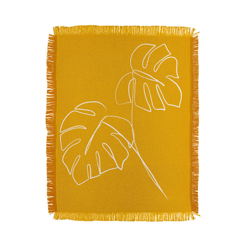 Gale Switzer Monstera minimal yellow Throw Blanket