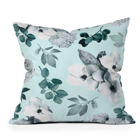 Gale Switzer Night Bloom moonlit mint Throw Pillow
