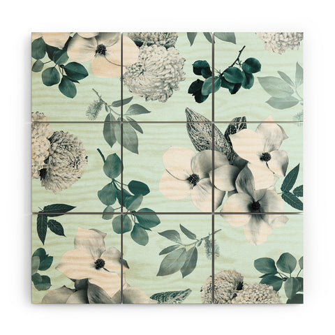 Gale Switzer Night Bloom moonlit mint Wood Wall Mural