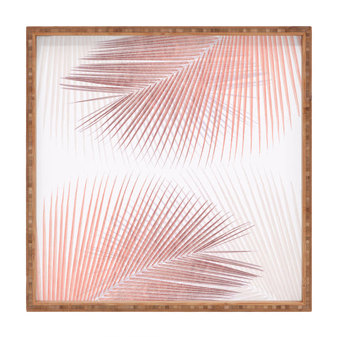 Gale Switzer Palm leaf synchronicity rose Square Tray
