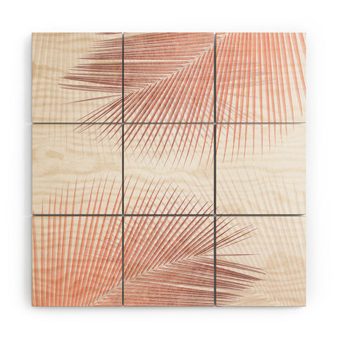 Gale Switzer Palm leaf synchronicity rose Wood Wall Mural