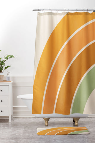 Gale Switzer Retro curve Shower Curtain And Mat