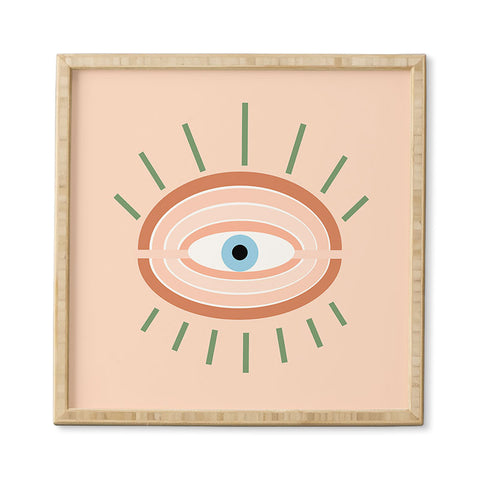 Gale Switzer Retro Evil Eye neutrals Framed Wall Art