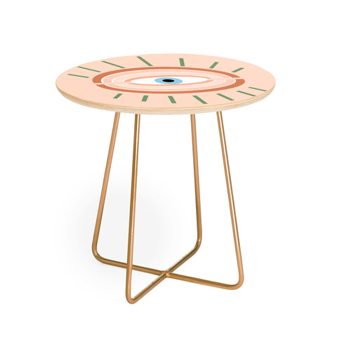 Gale Switzer Retro Evil Eye neutrals Round Side Table