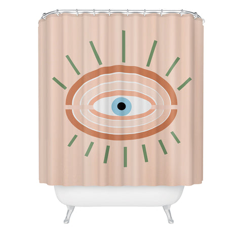 Gale Switzer Retro Evil Eye neutrals Shower Curtain