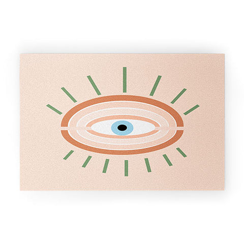 Gale Switzer Retro Evil Eye neutrals Welcome Mat