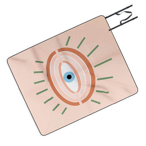 Gale Switzer Retro Evil Eye neutrals Picnic Blanket