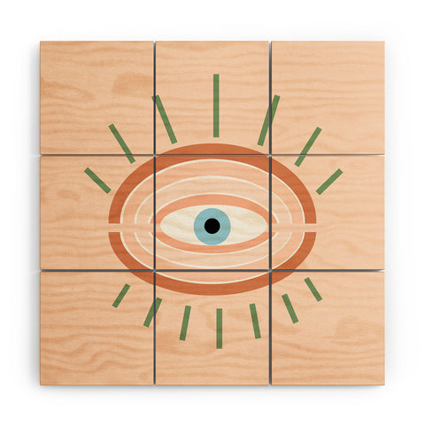 Gale Switzer Retro Evil Eye neutrals Wood Wall Mural