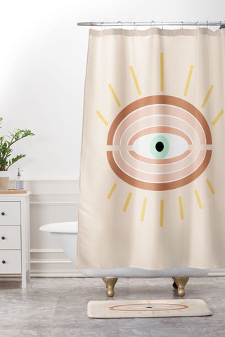 Gale Switzer Retro Evil Eye Shower Curtain And Mat