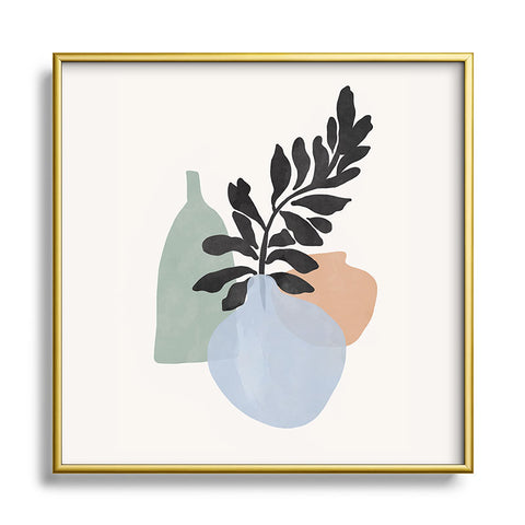 Gale Switzer Sea glass vases Metal Square Framed Art Print