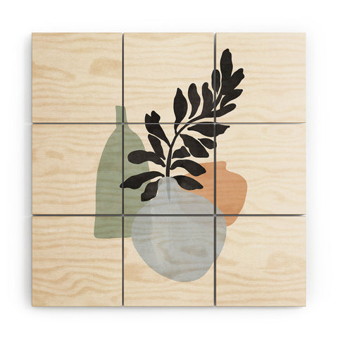 Gale Switzer Sea glass vases Wood Wall Mural