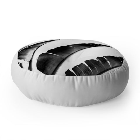 Gale Switzer Traveler Palm bw Floor Pillow Round