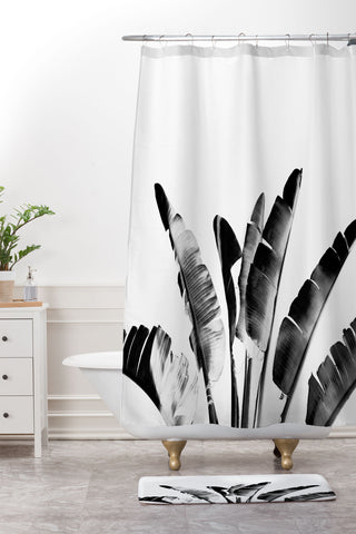 Gale Switzer Traveler Palm bw Shower Curtain And Mat