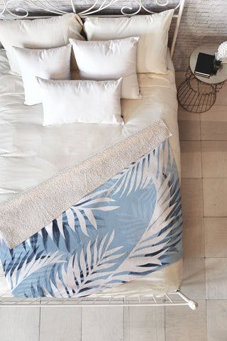 Gale Switzer Tropical Bliss chambray blue Fleece Throw Blanket