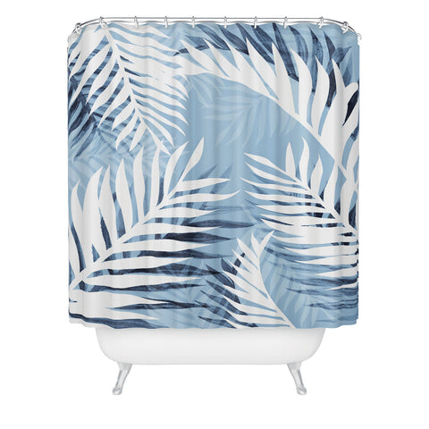 Gale Switzer Tropical Bliss chambray blue Shower Curtain