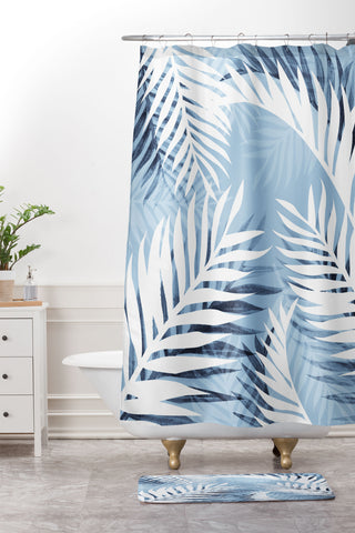 Gale Switzer Tropical Bliss chambray blue Shower Curtain And Mat