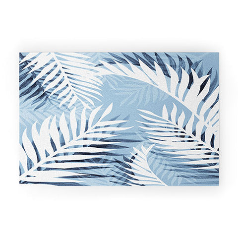 Gale Switzer Tropical Bliss chambray blue Welcome Mat