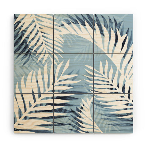 Gale Switzer Tropical Bliss chambray blue Wood Wall Mural