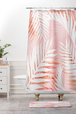 Gale Switzer Tropical Bliss pink Shower Curtain And Mat