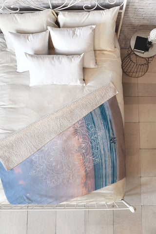 Gale Switzer Twilight Surf Mandala Fleece Throw Blanket