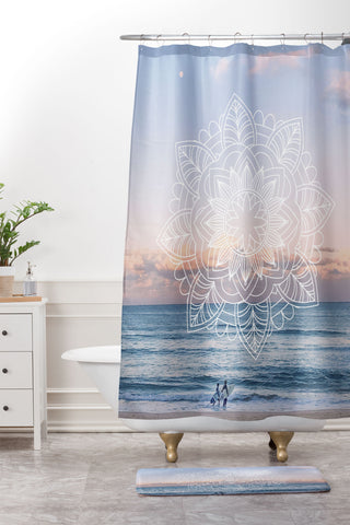 Gale Switzer Twilight Surf Mandala Shower Curtain And Mat