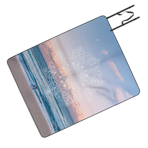 Gale Switzer Twilight Surf Mandala Picnic Blanket