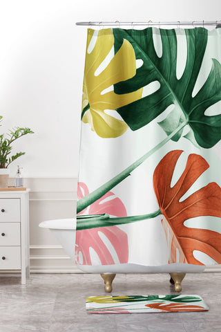 Gale Switzer Urban Jungle leaves Shower Curtain And Mat