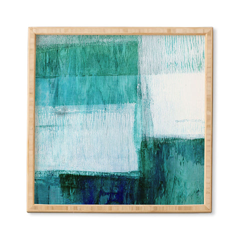 GalleryJ9 Aqua Blue Geometric Abstract Textured Painting Framed Wall Art