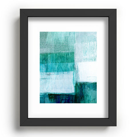GalleryJ9 Aqua Blue Geometric Abstract Textured Painting Recessed Framing Rectangle