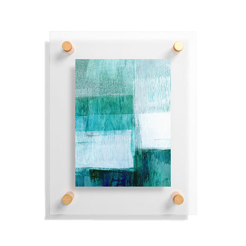 GalleryJ9 Aqua Blue Geometric Abstract Textured Painting Floating Acrylic Print