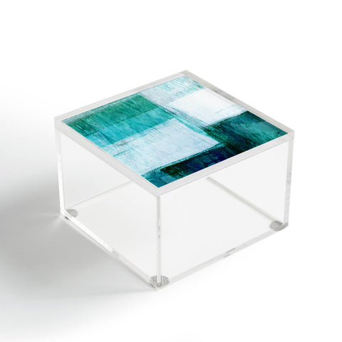 GalleryJ9 Aqua Blue Geometric Abstract Textured Painting Acrylic Box