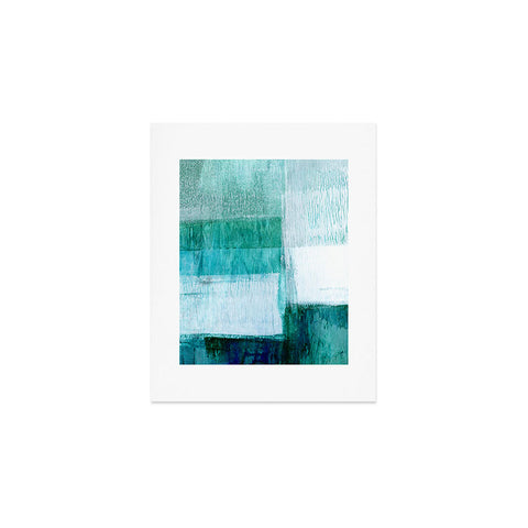 GalleryJ9 Aqua Blue Geometric Abstract Textured Painting Art Print