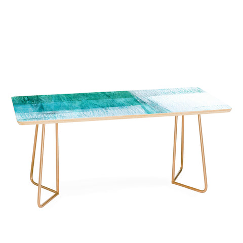 GalleryJ9 Aqua Blue Geometric Abstract Textured Painting Coffee Table