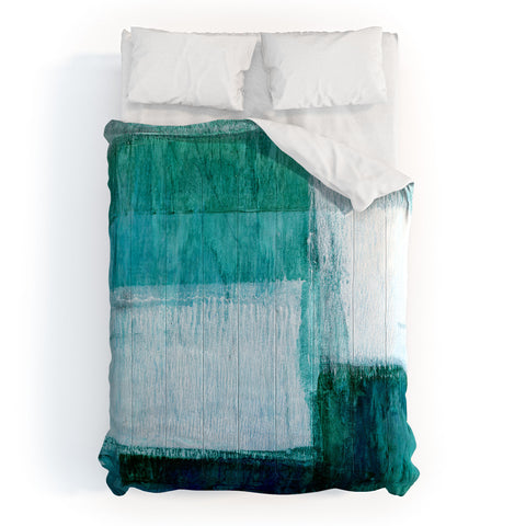 GalleryJ9 Aqua Blue Geometric Abstract Textured Painting Comforter