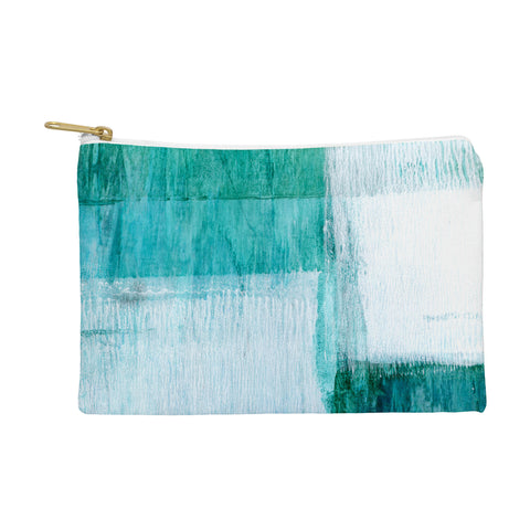 GalleryJ9 Aqua Blue Geometric Abstract Textured Painting Pouch