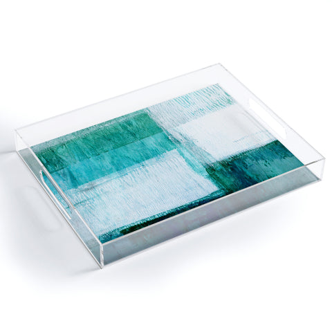 GalleryJ9 Aqua Blue Geometric Abstract Textured Painting Acrylic Tray