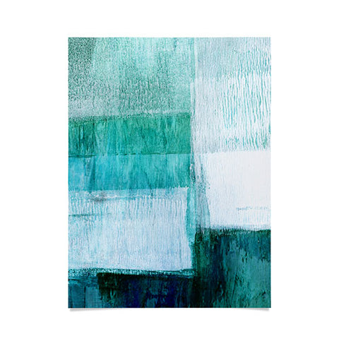 GalleryJ9 Aqua Blue Geometric Abstract Textured Painting Poster