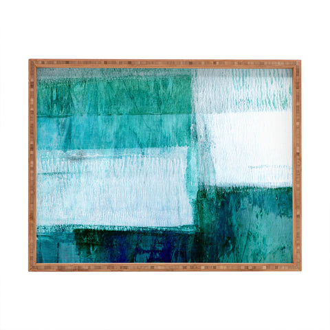 GalleryJ9 Aqua Blue Geometric Abstract Textured Painting Rectangular Tray