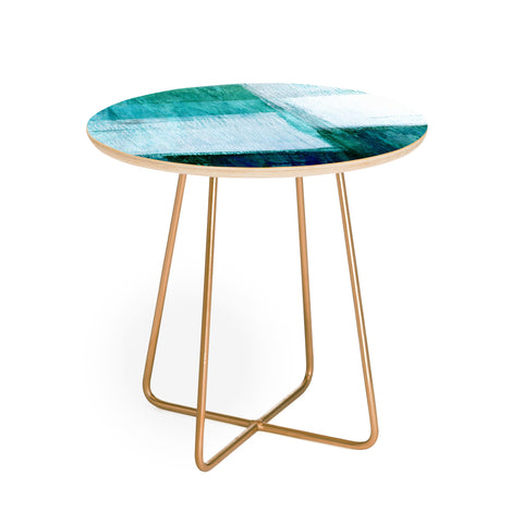 GalleryJ9 Aqua Blue Geometric Abstract Textured Painting Round Side Table