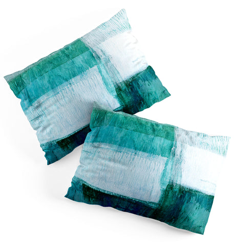GalleryJ9 Aqua Blue Geometric Abstract Textured Painting Pillow Shams