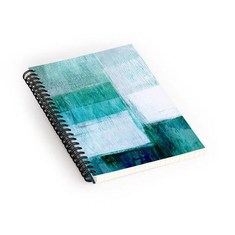 GalleryJ9 Aqua Blue Geometric Abstract Textured Painting Spiral Notebook