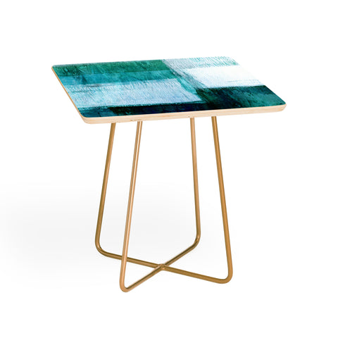 GalleryJ9 Aqua Blue Geometric Abstract Textured Painting Side Table