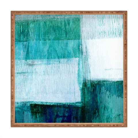 GalleryJ9 Aqua Blue Geometric Abstract Textured Painting Square Tray