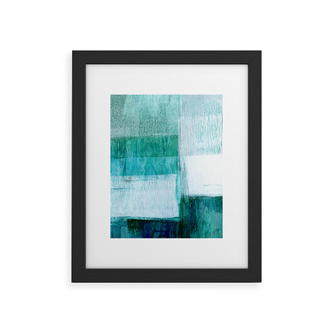 GalleryJ9 Aqua Blue Geometric Abstract Textured Painting Framed Art Print